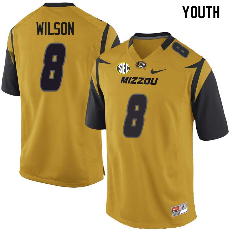 Youth #8 Thomas Wilson Missouri Tigers College Football Jerseys Sale-Yellow - Click Image to Close